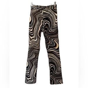 Motel Retro Swirl Print Flare Pants Y2K Statement Trousers 70s Size XXS